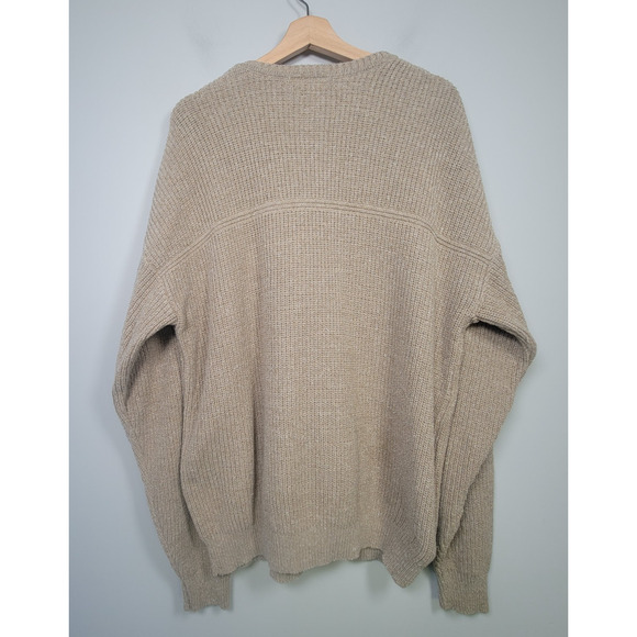 Cabelas Ribbed Sweater Mens XL Cotton Blend Pullover Made in USA Beige - Picture 2 of 10
